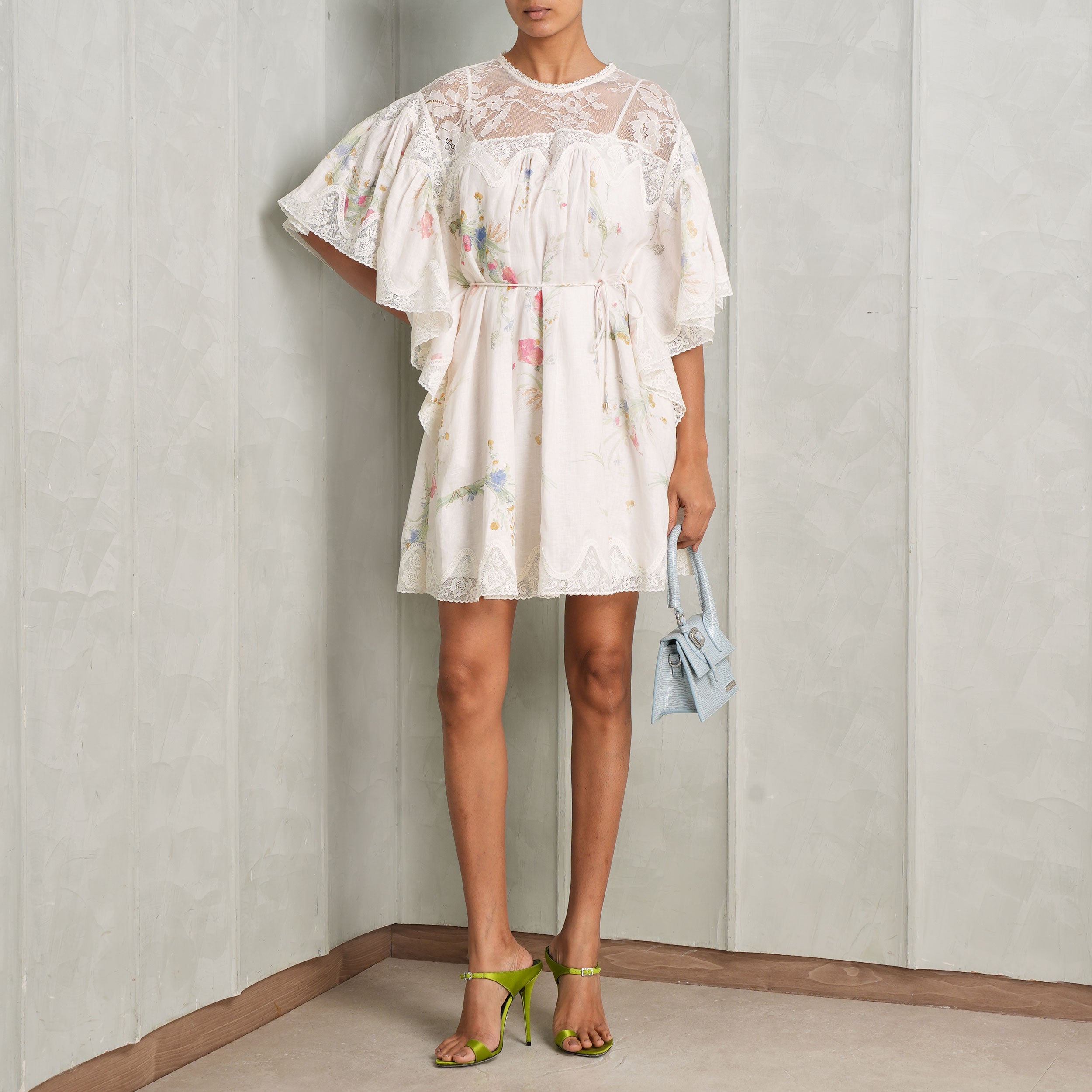 zimmermann lucky lace dress ZIMMERMANN Lucky lace-trim Mini Dress | White