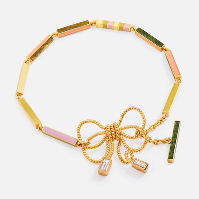 AGARO JEWELS Taffy bow Bracelet gold pink emerald green