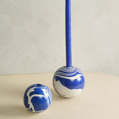 Blue & White Single Ball Candle Stand