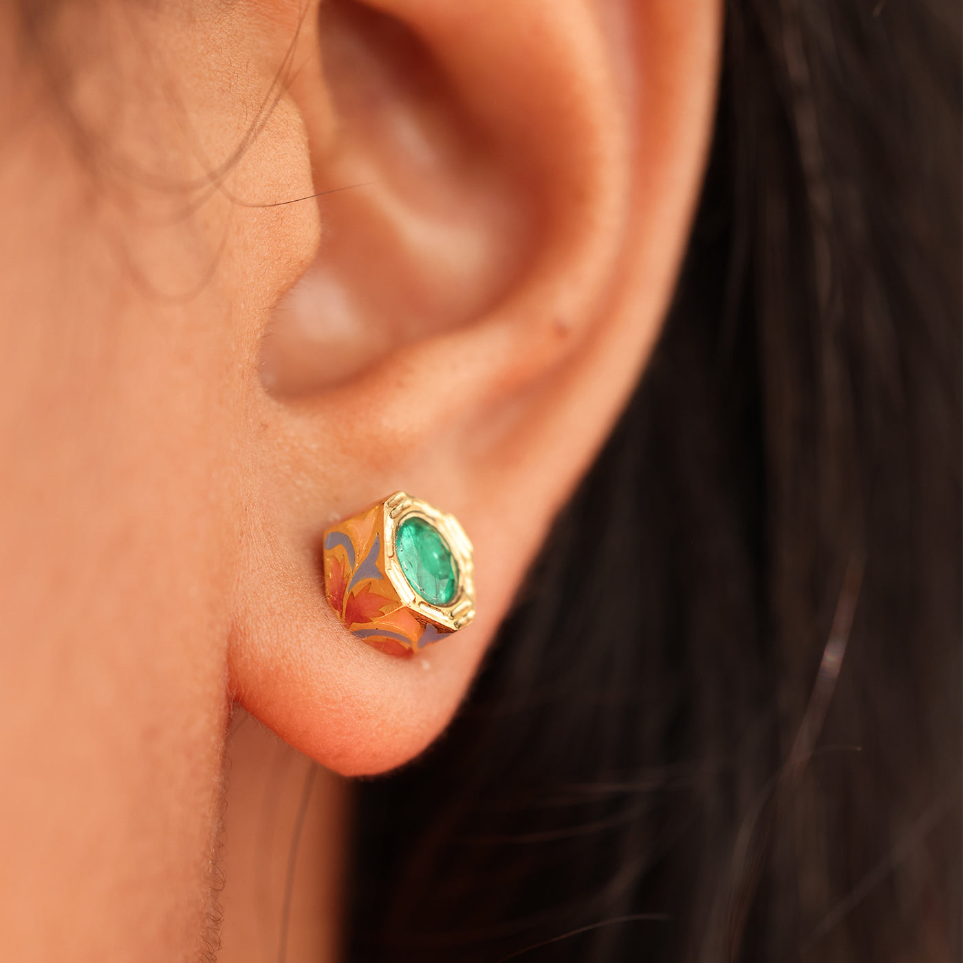 Emerald Ashta Studs