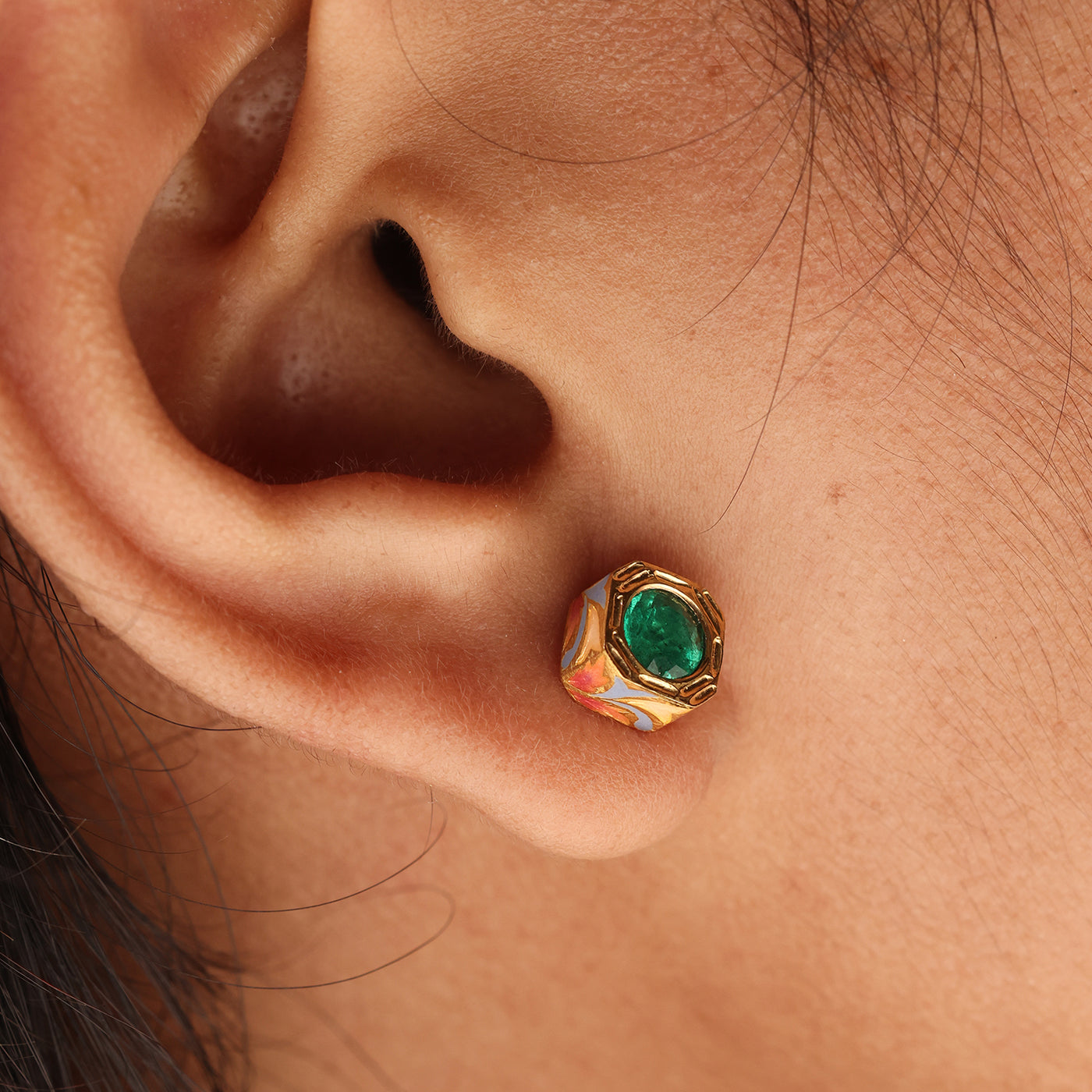 Emerald Ashta Studs