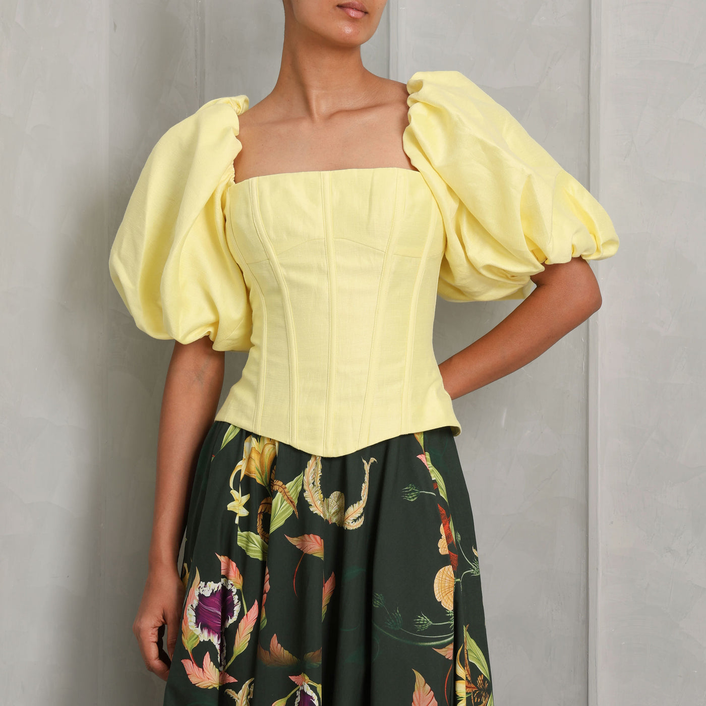 Rosie Corsets Puff Sleeves Corset Top yellow summerwear casuals 