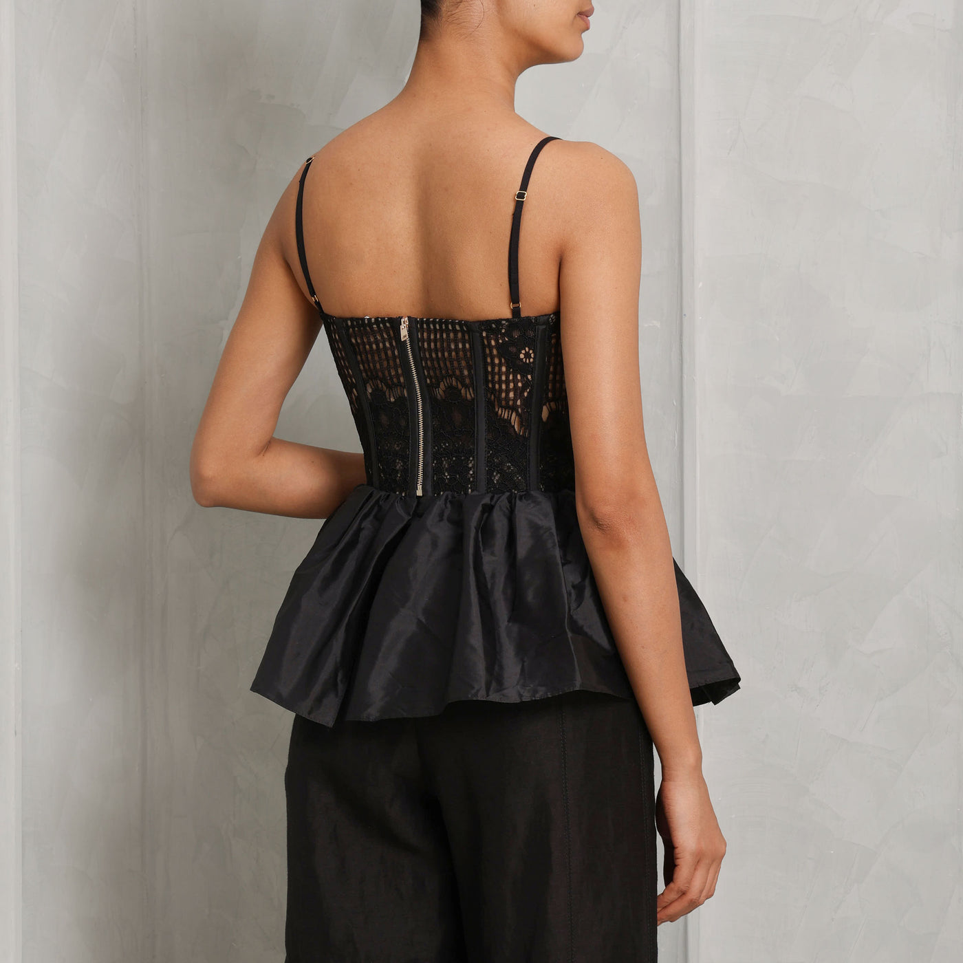 Rosie Corsets Peplum Bustier Top black strapped partywear