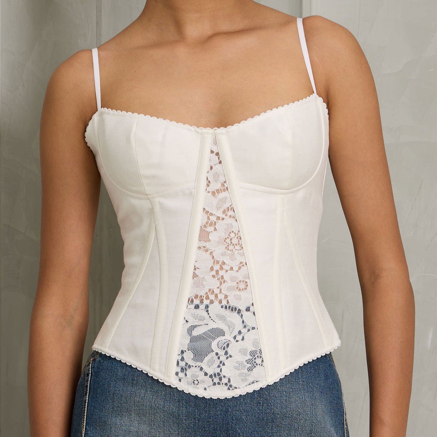 Chloe Dual Bustier Top straps white fashion net