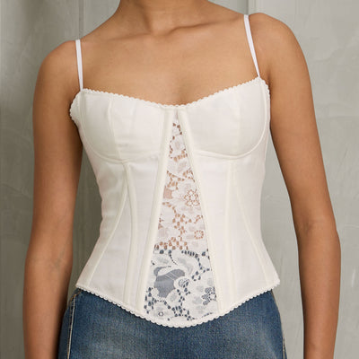 Chloe Dual Bustier Top straps white fashion net