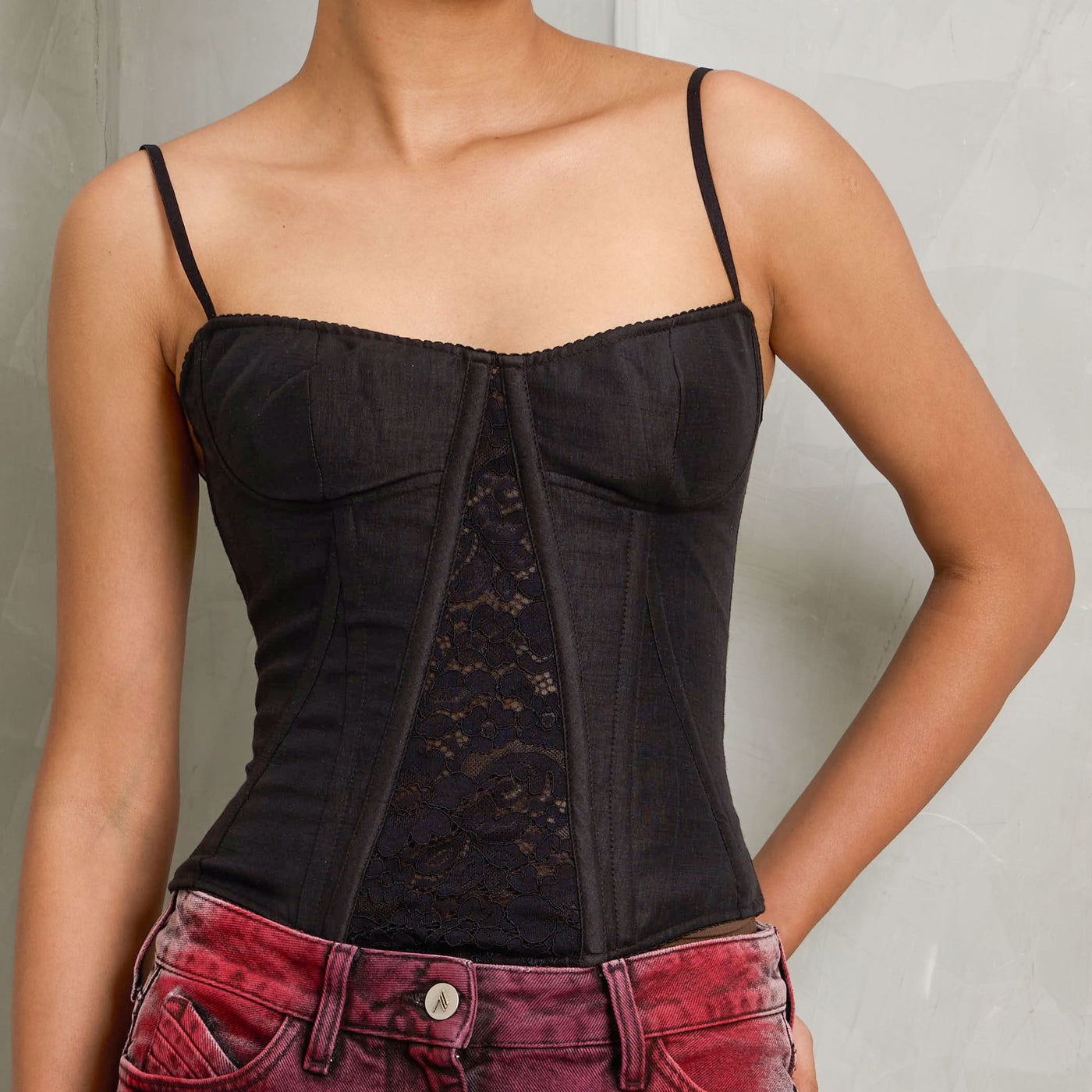 Rosie Corsets Dual Bustier Top strapless black fashion linen cotton