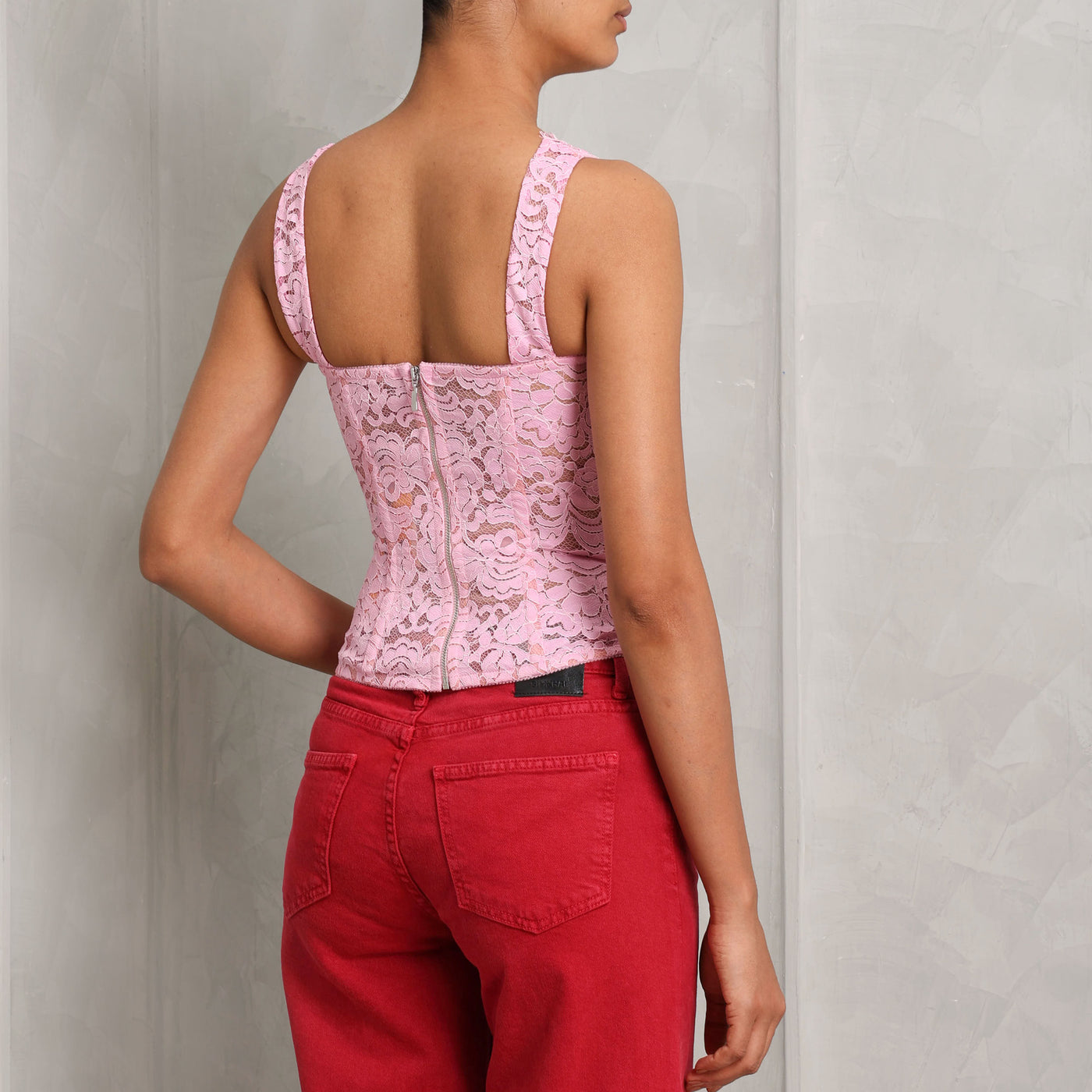 Rosie Corsets Lace Bustier Top pink polyester strapped