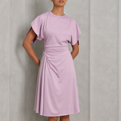 VICTORIA BECKHAM crew neck dress polyester-spandex purple with curved neckline and waist detailing