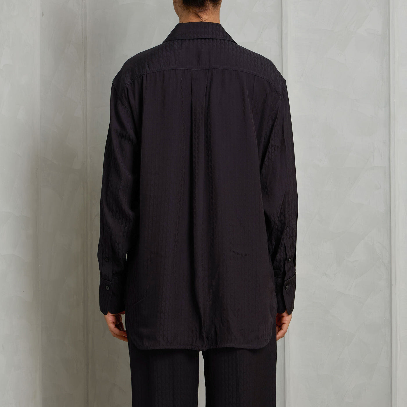 VICTORIA BECKHAM pyjama shirt viscose black regular fit notched collar front placket and chest pocket