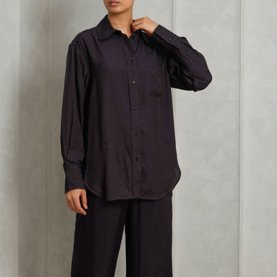 VICTORIA BECKHAM pyjama shirt viscose black regular fit notched collar front placket and chest pocket