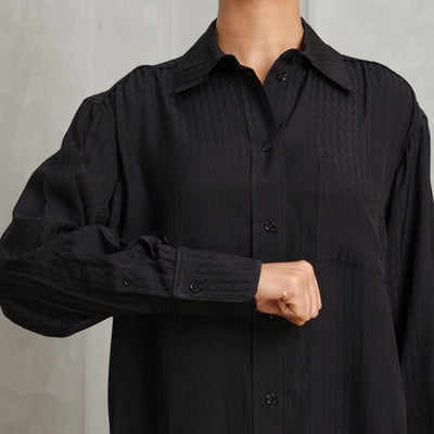 VICTORIA BECKHAM pyjama shirt viscose black regular fit notched collar front placket and chest pocket