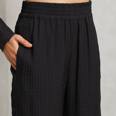 VICTORIA BECKHAM pyjama trousers viscose black elasticated waistband with pleated fabric detailing and side pockets