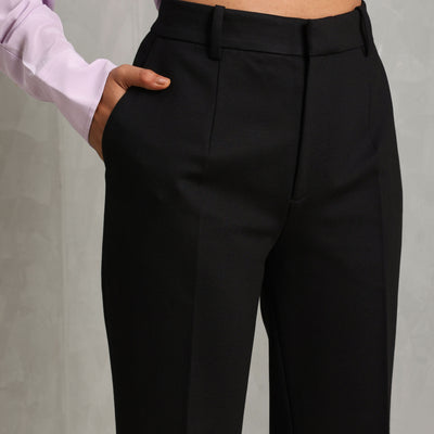 VICTORIA BECKHAM cropped kick trousers viscose blackside pockets and leg creases on the front and back