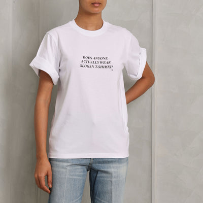 VICTORIA BECKHAM slogan t-shirt organic cotton fabric white crew neckline short sleeves tshirt