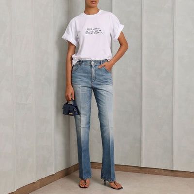 VICTORIA BECKHAM slogan t-shirt organic cotton fabric white crew neckline short sleeves tshirt