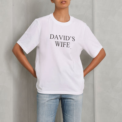 VICTORIA BECKHAM slogan t-shirt organic cotton fabric white crew neckline short sleeves tshirt