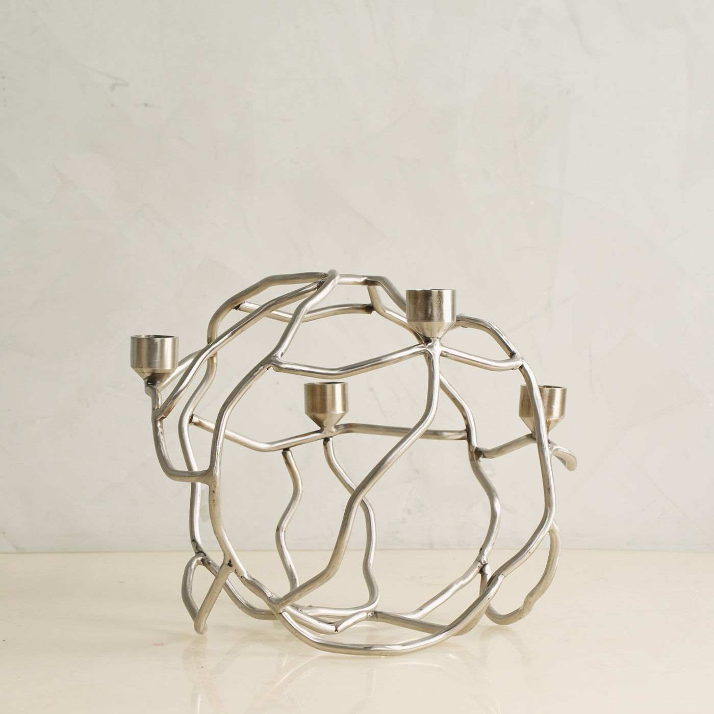 3D Rock Silver Table Candle Stand