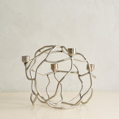 3D Rock Silver Table Candle Stand