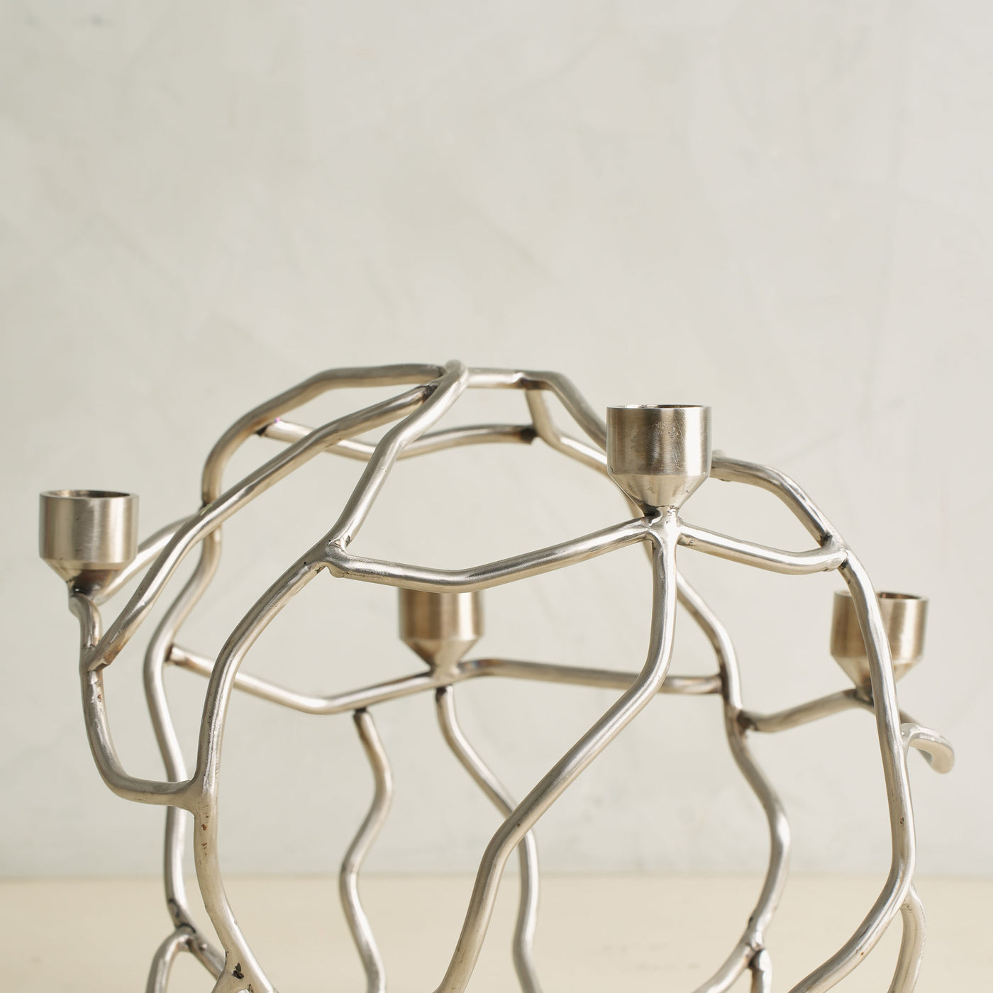 3D Rock Silver Table Candle Stand