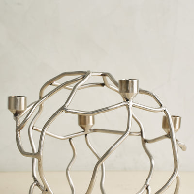 3D Rock Silver Table Candle Stand