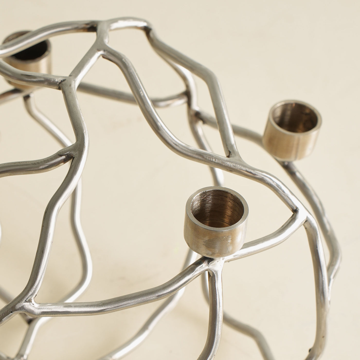 3D Rock Silver Table Candle Stand