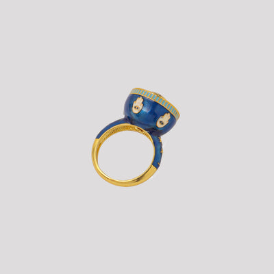 AZGA Blue Sterling Silver 22kt Gold Plated Ring