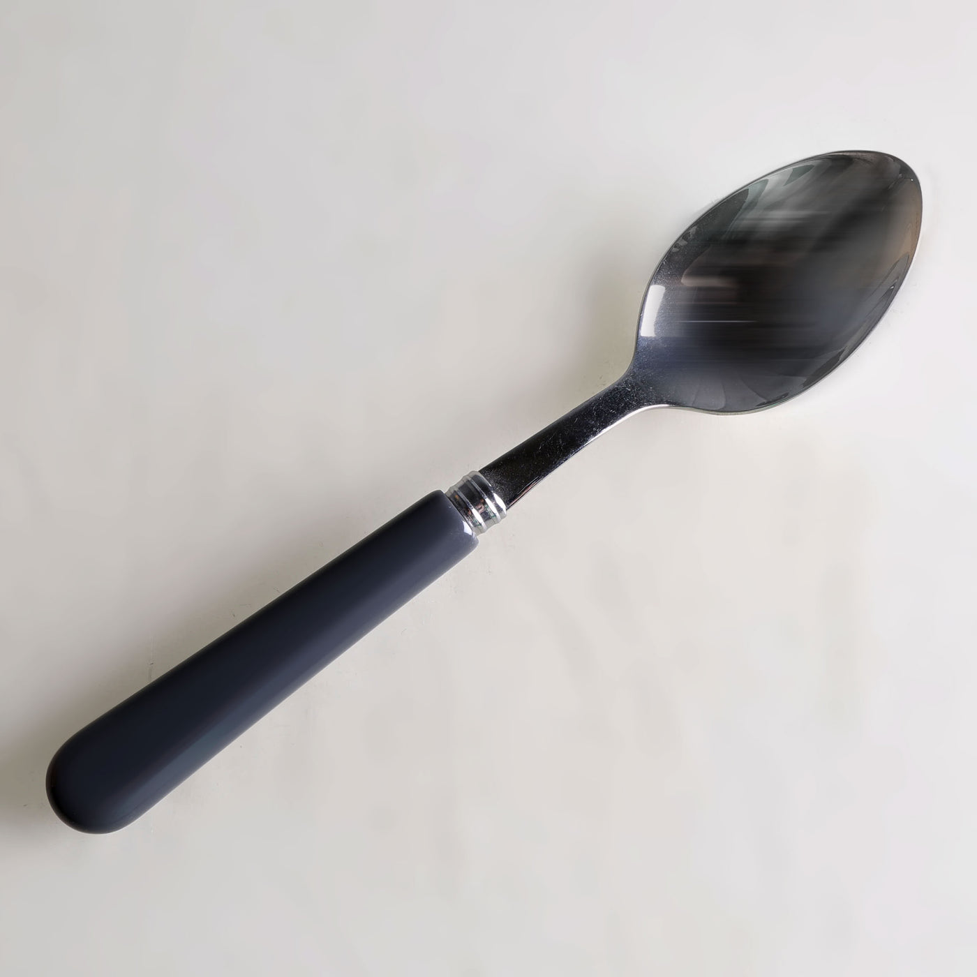 dessert spoon stainless steel spoon with dark grey handle