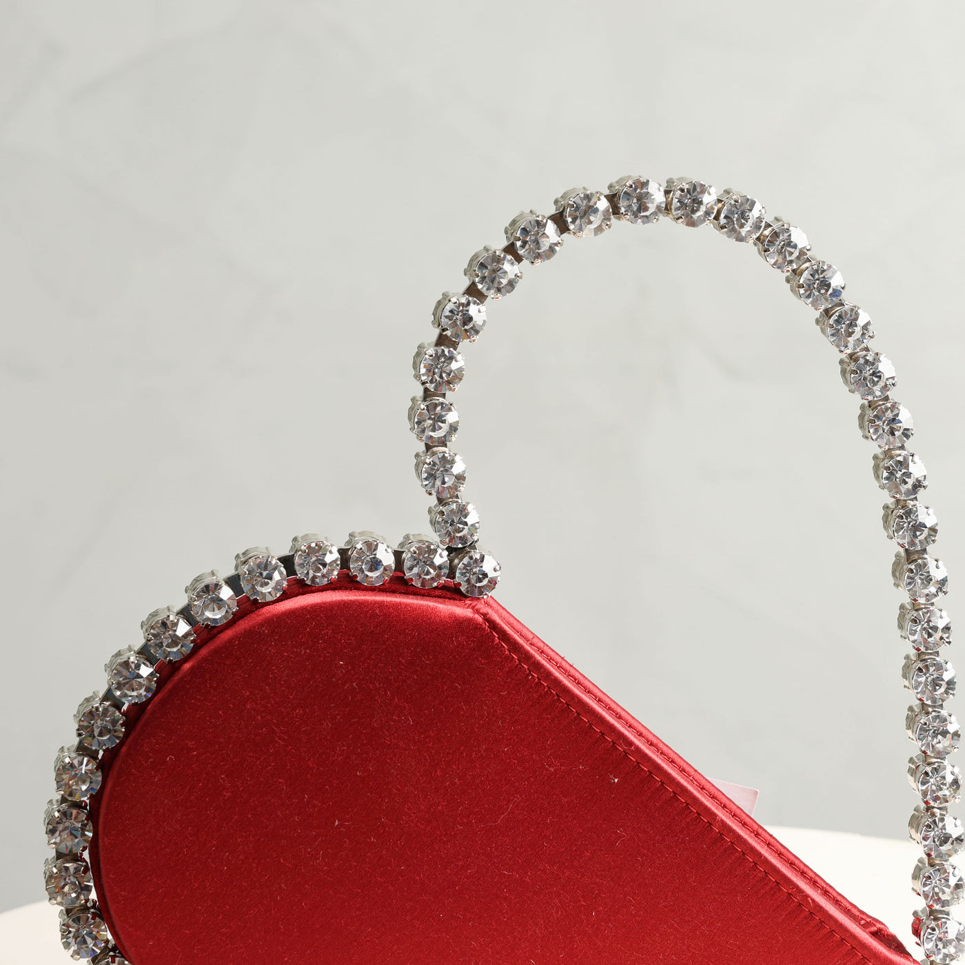 LALINGI Love Clutch brick red-hued satin and a brass and silver plating with first grade swarovski stones