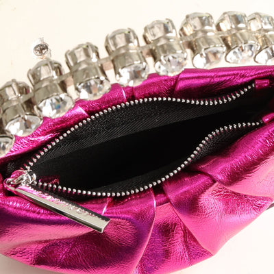 LALINGI micro eternity clutch pink multicolor sequined fabric and a brass and silver plating with crystal handle 