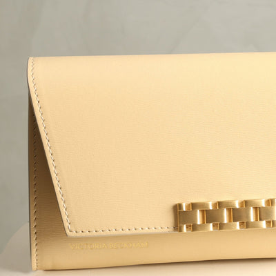 VICTORIA BECKHAM Wallet on Chain beige with front flap