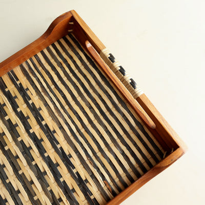 HEIRLOOM NAGA teak tray premium teak wood and bamboo blend of tradition and modern design 