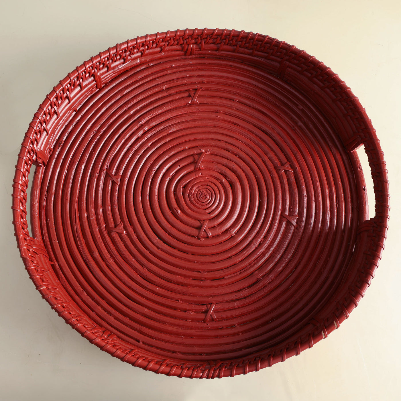 HEIRLOOM NAGA cane basket with rustic red finish