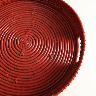 HEIRLOOM NAGA cane basket with rustic red finish