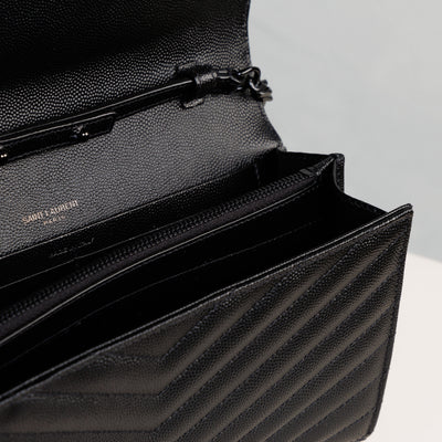 SAINT LAURENT black leather matelasse bag
