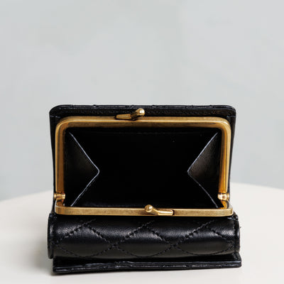 SAINT LAURENT quilted leather black rider wallet