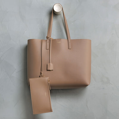 SAINT LAURENT shopping tote bag dark beige