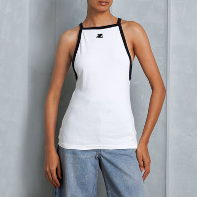 COURRÈGES Embroidered Tank Top with Contrasting Trims