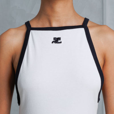 COURRÈGES Embroidered Logo Tank Top with a Halter Neckline