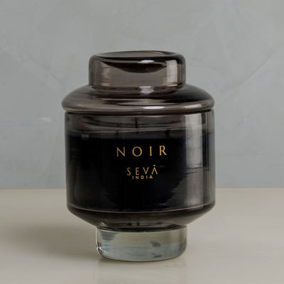SEVA INDIA Noir Petite Soy Candle in black tinted glass