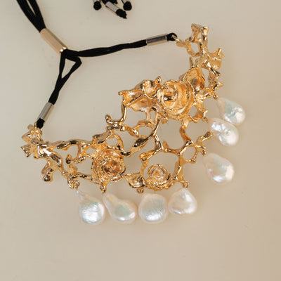 STUDIO METALLURGY gold and pearl chocker necklace