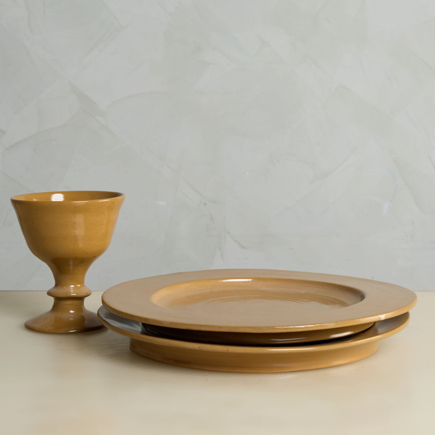 Registhan Plate honeydew colour handmade with lead free and non-toxic glaze