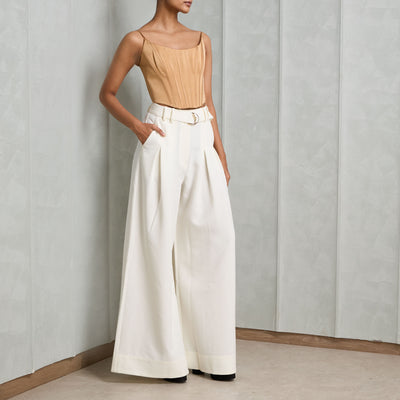 ACLER white d ring belt pleated Strathmere belted pants
