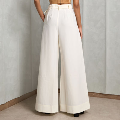 ACLER flared white belted pants