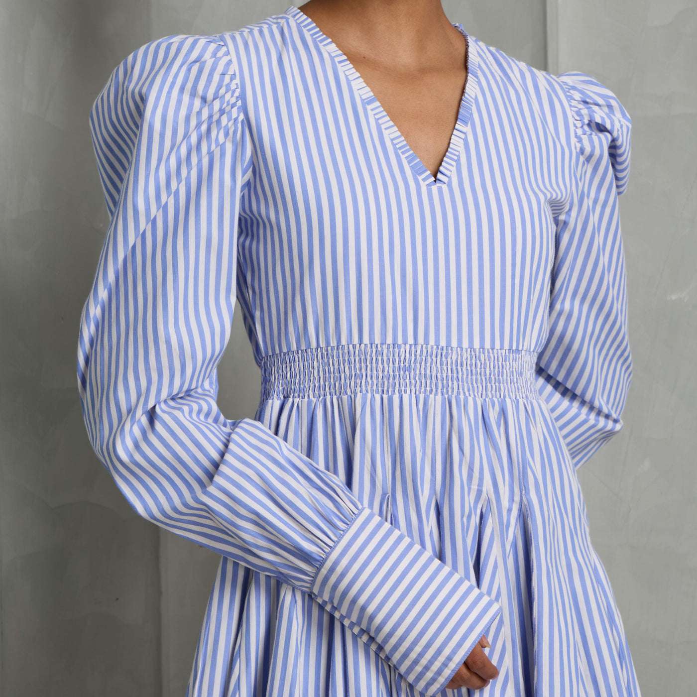 MALIE long sleeve lago striped blue dress