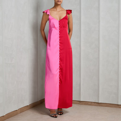 MALIE pink red august maxi dress