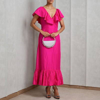 MALIE pink silk Manica maxi dress