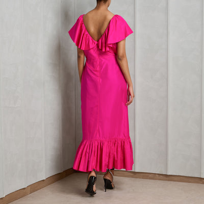 MALIE manica maxi pink dress