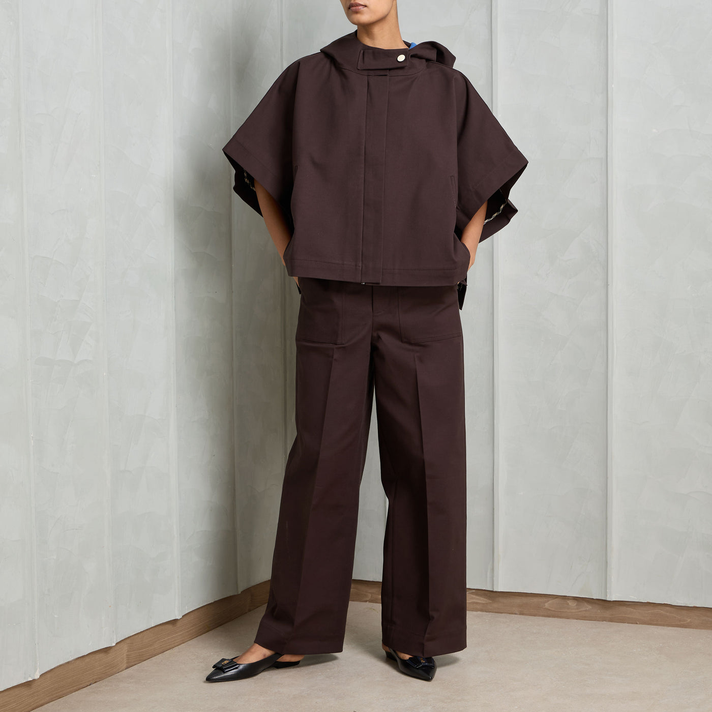BHAANE Brown cotton Postmaster poncho