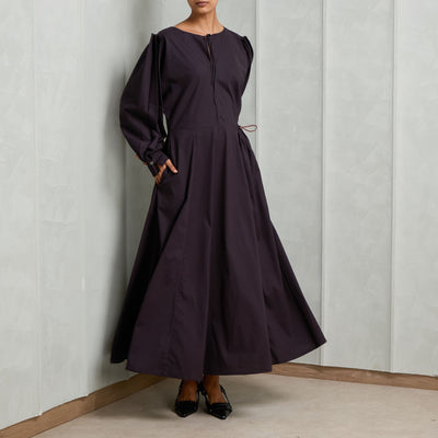 BHAANE Ballard Black cotton Midi Dress