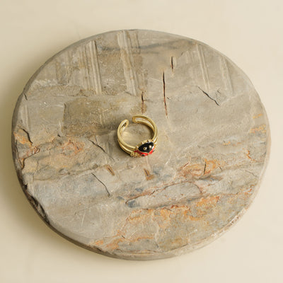 Double layer beetle gold ring by Aarelle